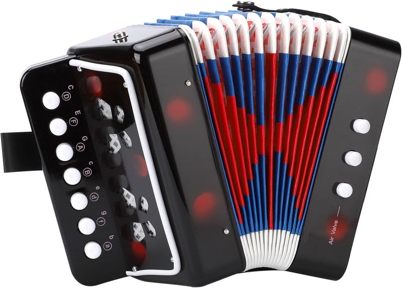 LIEKE Accordion 10 keys Button Accordion Toy for kids,Musical Instrument,Mini Accordian for Children Beginners (Black) - Image 1